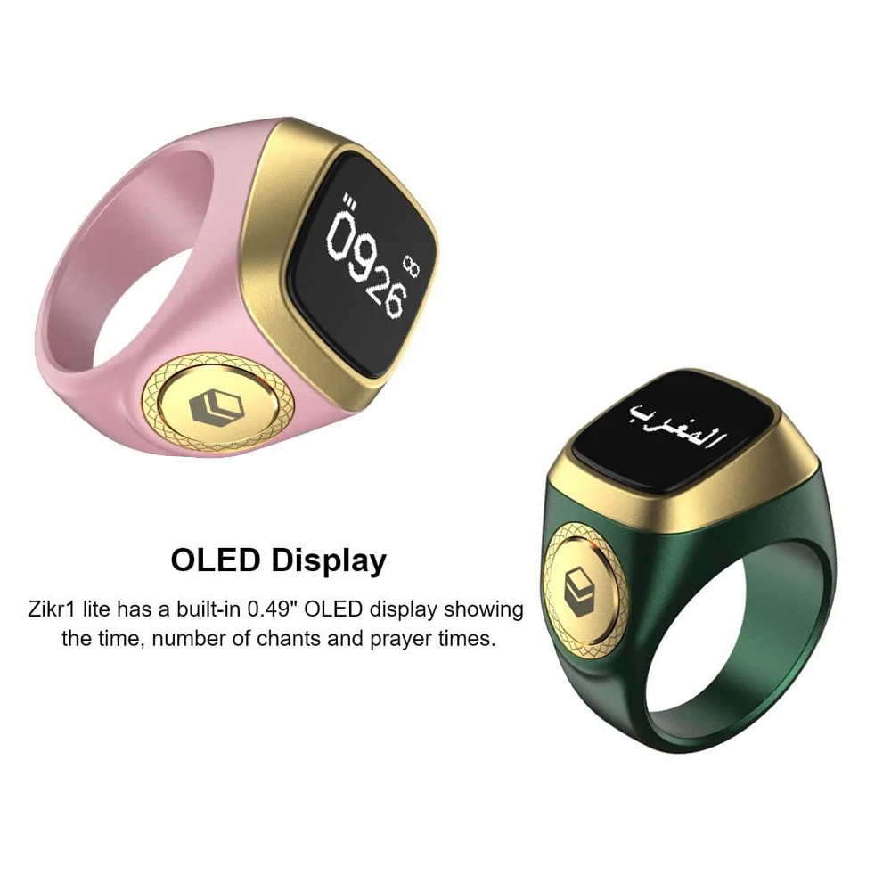 Iqibla Smart Tasbih Tally Counter Ring for Muslims Zikr Ring Digital Tasbeeh 5 Prayer Time Vibration Reminder - Image 2
